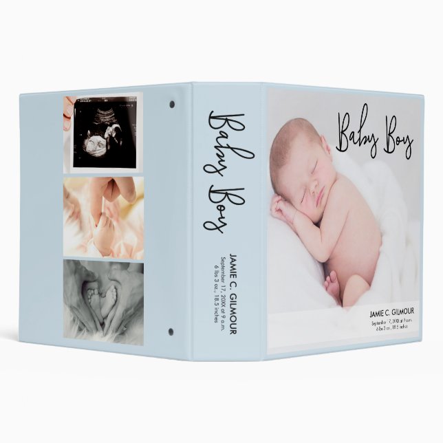 Baby Boy Blue Photo Memories Fun Script Binder (Background)