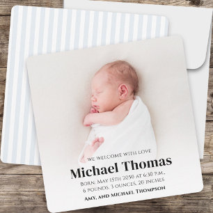 Baby Boy Blue Photo Simple Cute Stripes Square