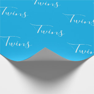 Baby Boy Blue Twin Boys Script  Wrapping Paper