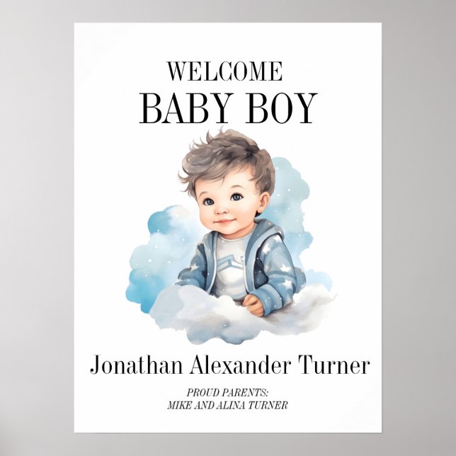 Baby Boy Blue Welcome Hospital Poster de porte (Devant)