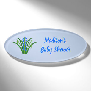 Baby Boy Bluebell Flowers Spring Baby Shower Name Tag