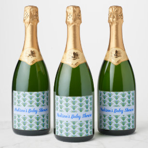 Baby Boy Bluebell Flowers Spring Baby Shower Sparkling Wine Label
