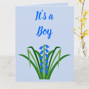 Baby Boy Bluebell Flowers Spring Custom Card