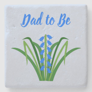 Baby Boy Bluebell Flowers Spring Dad to Be Stone Coaster