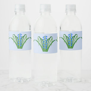 Baby Boy Bluebell Flowers Spring Water Bottle Label