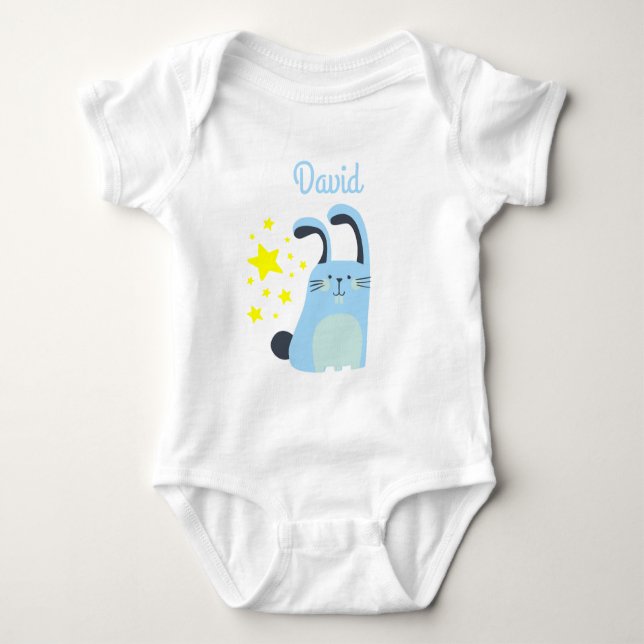 Baby boy bodysuit with cute bunny (Front)
