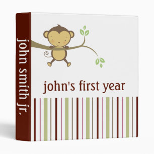 Baby Boy Book First Year Monkey Binder