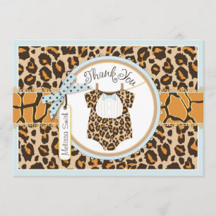 Baby Boy Bow Tie Cheetah Print Thank You Card