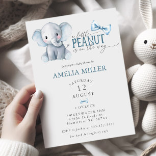 Baby Boy Bowtie Watercolor Elephant Baby Shower Invitation