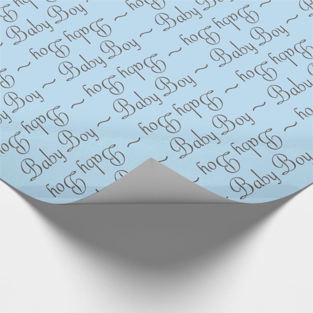 Baby Boy Brown-Grey and Light Blue Gift Wrap (Corner)