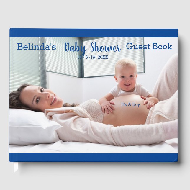 Baby Boy Bubbles & Unicorns Baby Shower Collection Guest Book (Front)