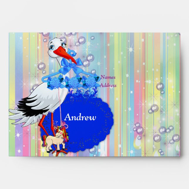Baby Boy Bubbles & Unicorns Enveloppes de douche (Devant)