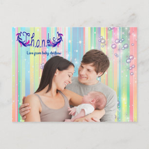 Baby Boy Bubbles & Unicorns Photo Carte Postale