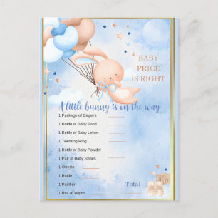 Baby Boy Bunny Baby Shower Game Postcard