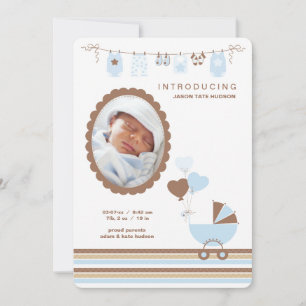 Baby Boy Cameo Photo Birth Announcement