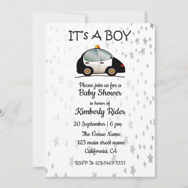 Baby Boy Cars Baby Shower Invitations (Front)