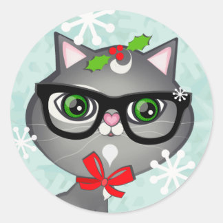Baby Boy Cat Lover First Christmas Stickers