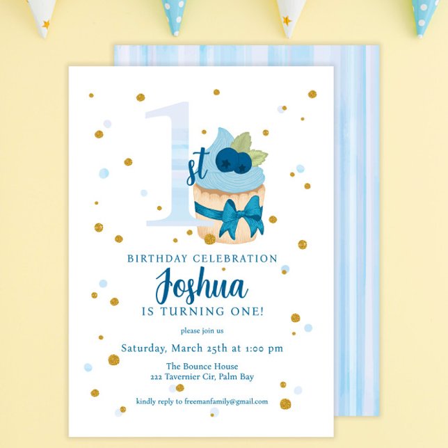 Baby Boy classique 1er anniversaire Invitation de  (Créateur téléchargé)