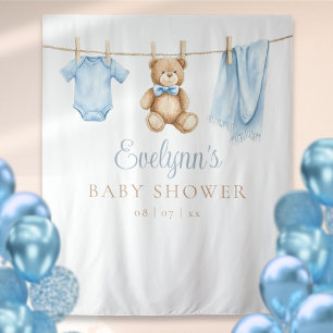 Baby Boy Clothesline Baby Shower Photo Backdrop Tapestry