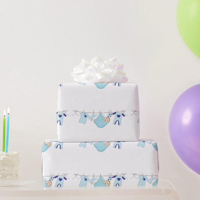 Baby Boy Clothesline Wrapping Paper (Party Gifts)