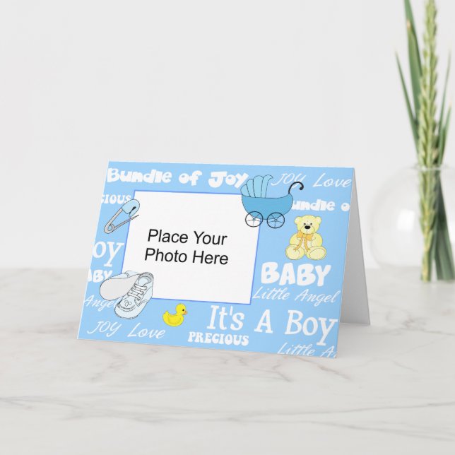 Baby Boy Collage Photo Card (Front)