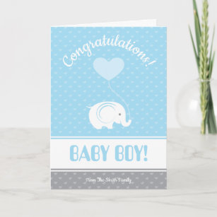 Baby Boy Congratulations Card with Elephant