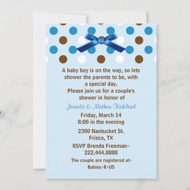 Baby Boy Couple's Baby Shower Invitation (Front)