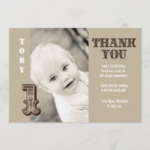 Baby Boy Cowboy 1er anniversaire Merci Carte photo