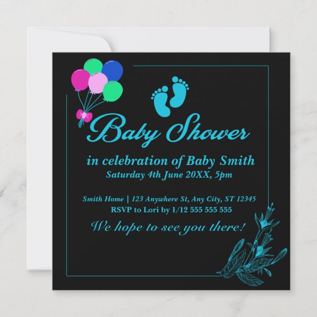 Baby Boy Cute Baby Shower   Invitation (Front)