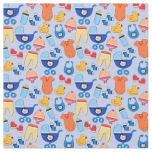 Baby Boy Design on Blue Fabric