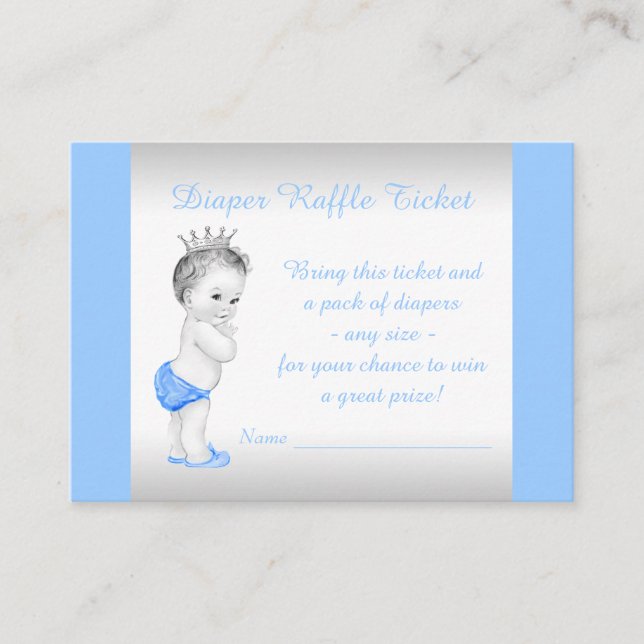 Baby Boy Diaper Raffle Ticket Enclosure Card (Front)
