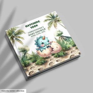 Baby Boy Dinosaur Hatching Soon Guest Keepsake Book
