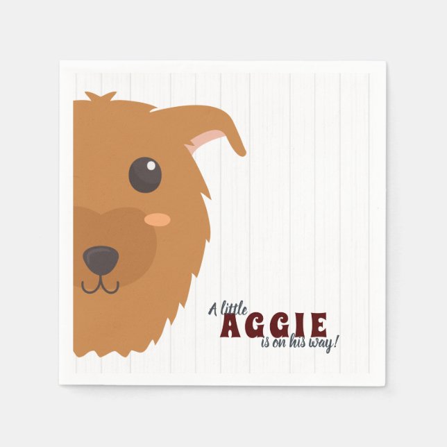 Baby Boy Dog Maroon Baby Shower Napkin (Front)
