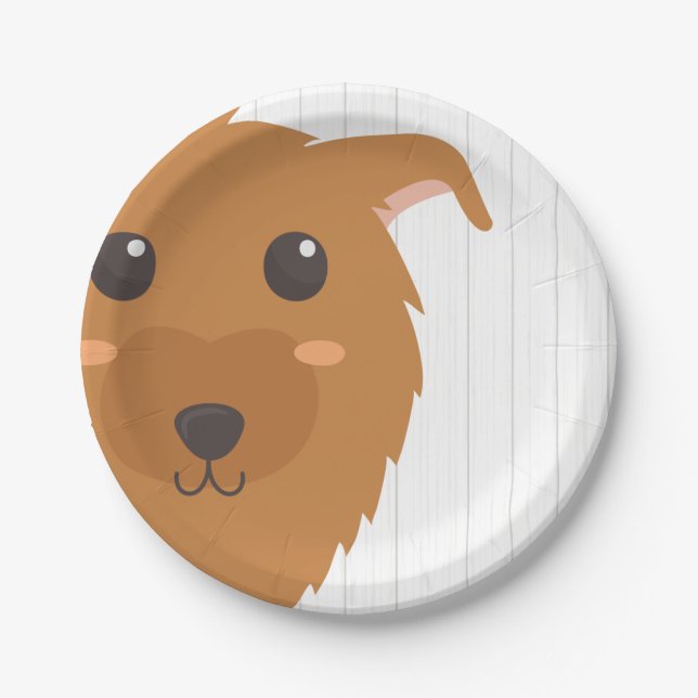 Baby Boy Dog Maroon Baby Shower Paper Plate (Front)
