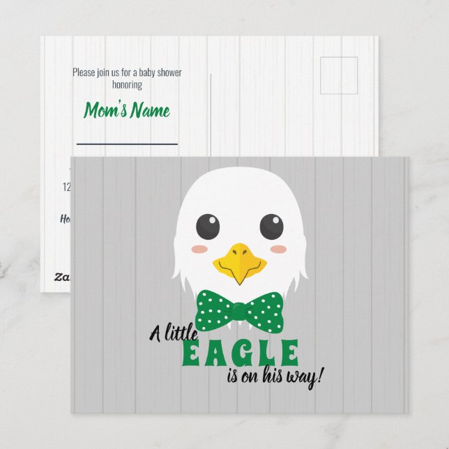 Baby Boy Eagle Green Baby Shower Invitation Postcard (Front/Back)