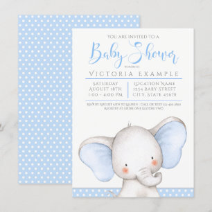Baby Boy Elephant Baby Shower Invitation