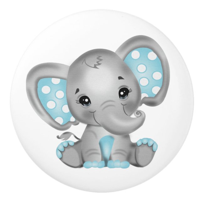 Baby Boy Elephant  Ceramic Knob (Front)