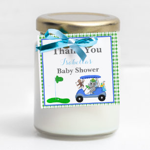 Baby Boy Elephant & Monkey Shower Favour Tags