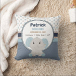 Baby Boy Elephant Personalized Name Birth Stats  Throw Pillow<br><div class="desc">Baby Boy Elephant Personalized Name Birth Stats Pillow. Our Baby Safari personalized baby pillows will help you celebrate this special moment welcoming your new bundle of joy by gifting perfect heirloom gift for you to cherish for years to come. Decorate your bundle of joy nursery with this stylish pillow. Order...</div>