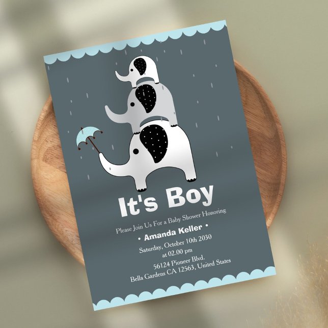 Baby Boy Elephant Shower Invitation (Creator Uploaded)