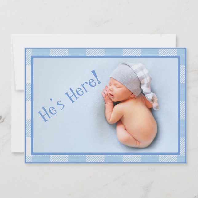 Baby Boy En vichy Faire-part de naissance photo mo (Devant)