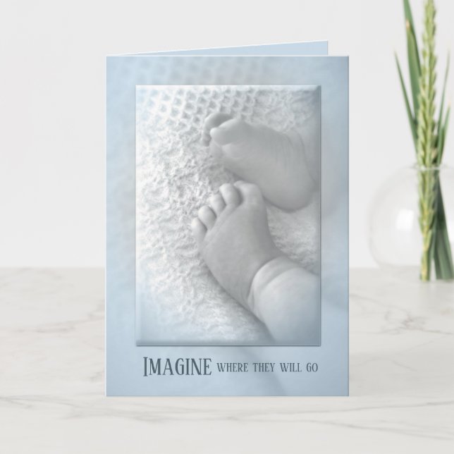 Baby Boy Feet on Blanket Card (Front)