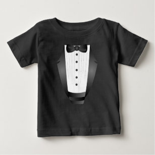 baby Boy First Birthday Bow Tie Black Tuxedo Baby T-Shirt