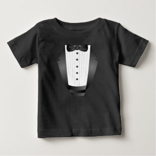 baby Boy First Birthday Bow Tie Black Tuxedo T-Shirt