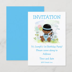 Baby Boy First Birthday Party Invitation