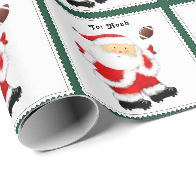 Baby Boy First Christmas Football Wrapping Paper (Roll Corner)