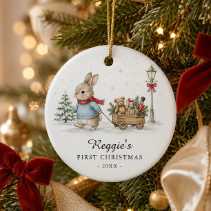 Baby Boy First Christmas Keepsake Personalized  Ceramic Ornament
