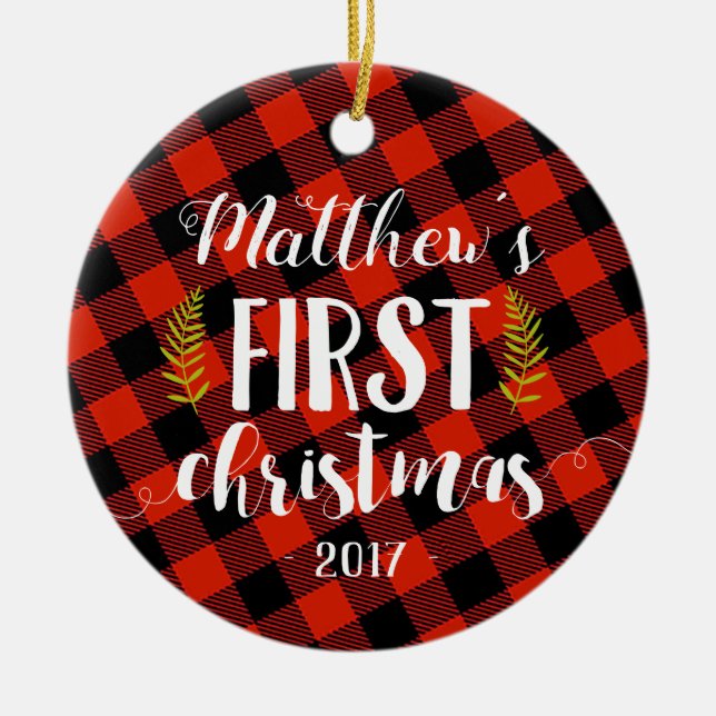 Baby Boy First Christmas Ornament (Front)