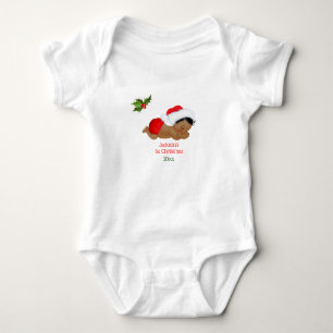 Baby Boy First Christmas Red Santa Hat Baby Bodysu Bodysuit