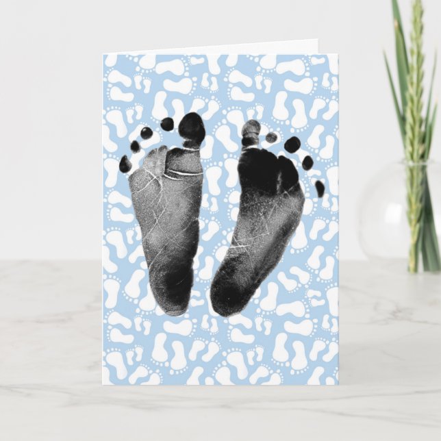 Baby Boy Footprints  Card (Front)